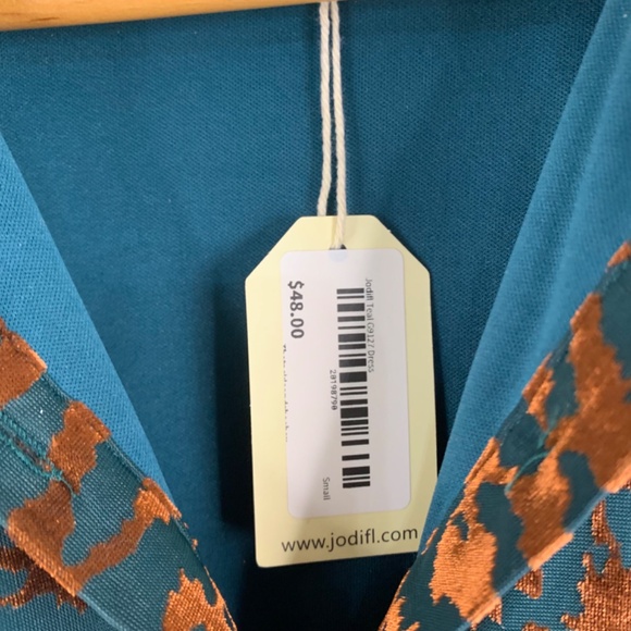 Baby Doll velvet shirt dress in teal bronze brown boho/western animal print - Picture 5 of 12